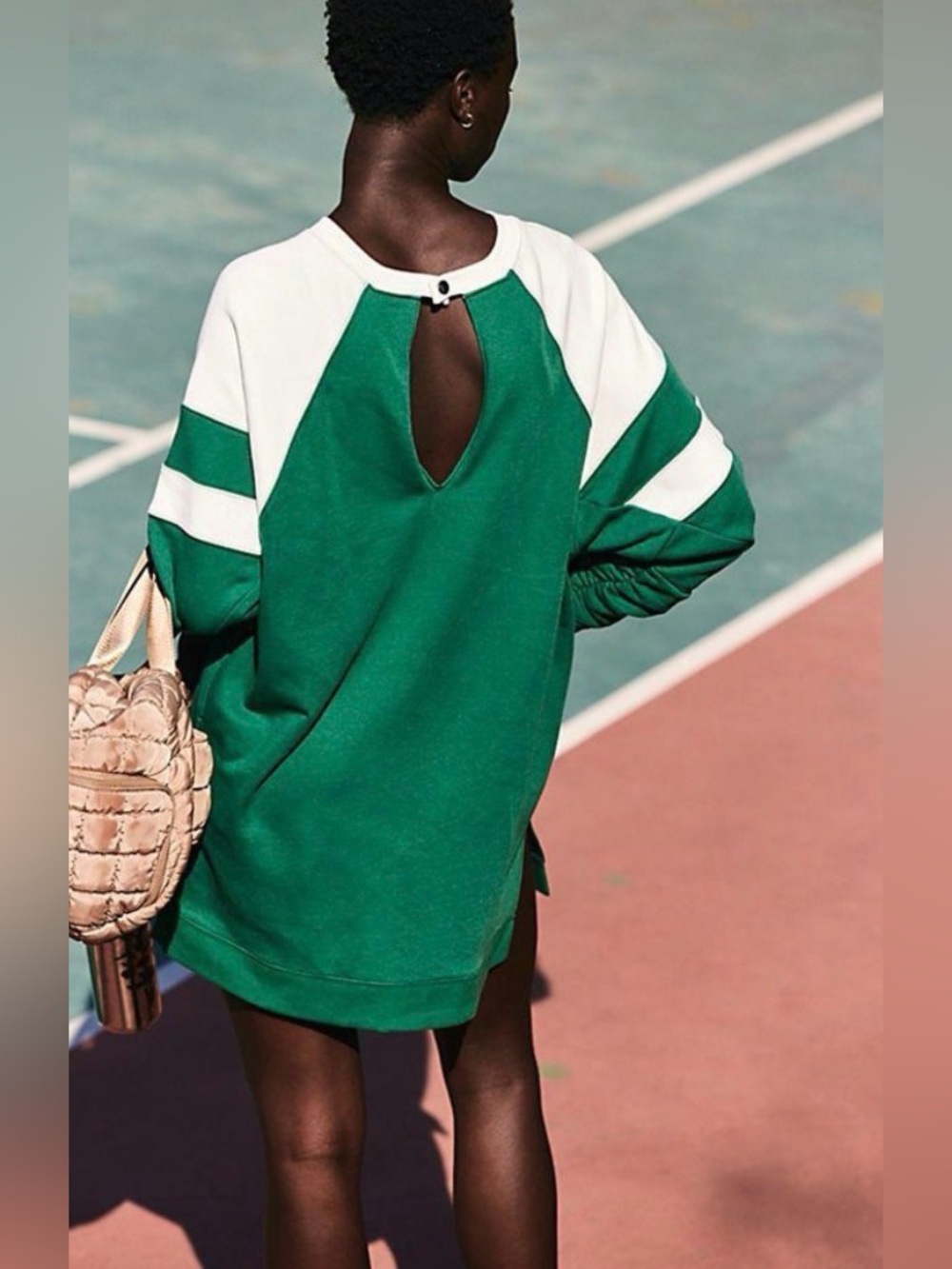 FP Movement by Free People Green and White Raglan Mini Dress - Picture 2 of 5